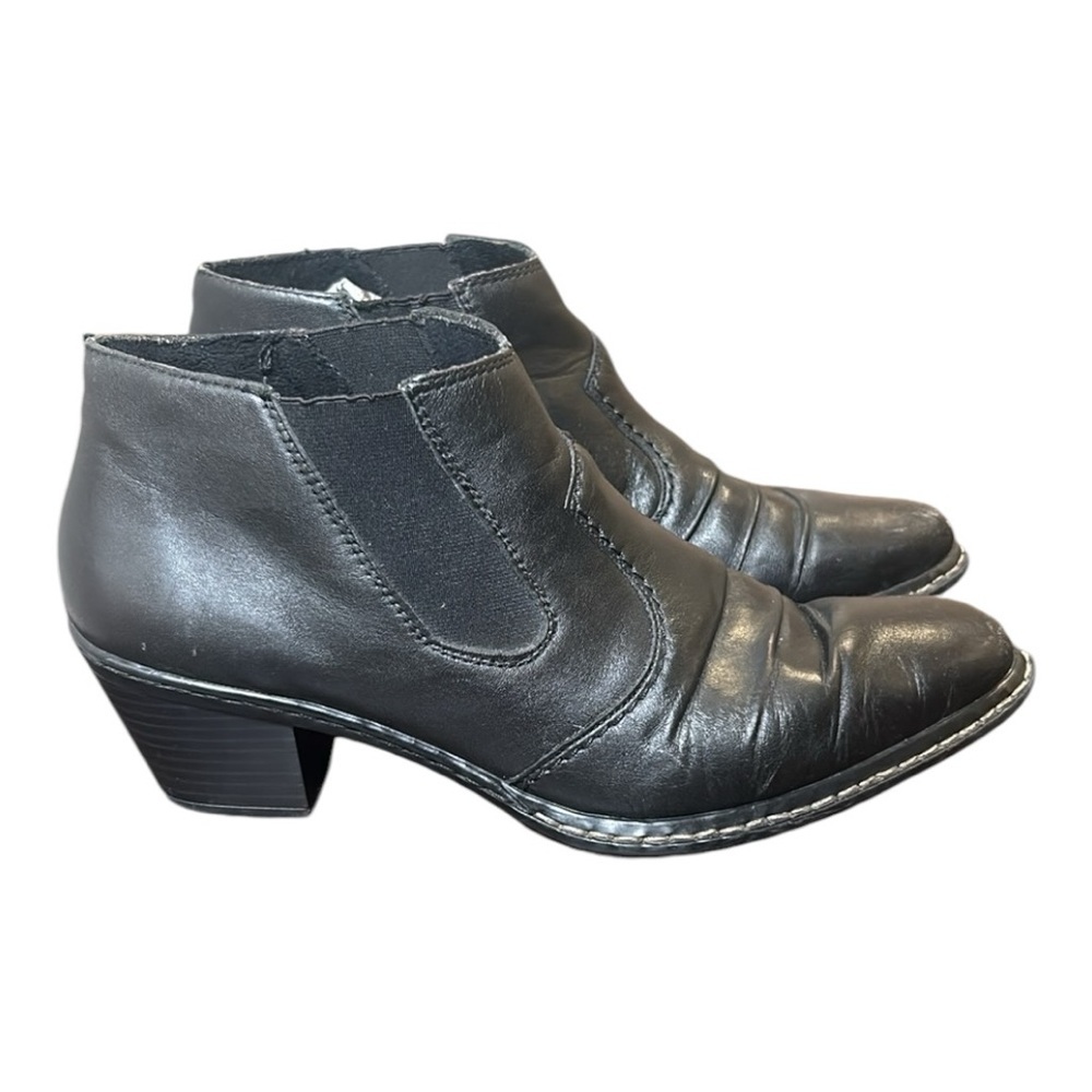 Rieker Western Ankle Bootie Slip on Black Women Size 7